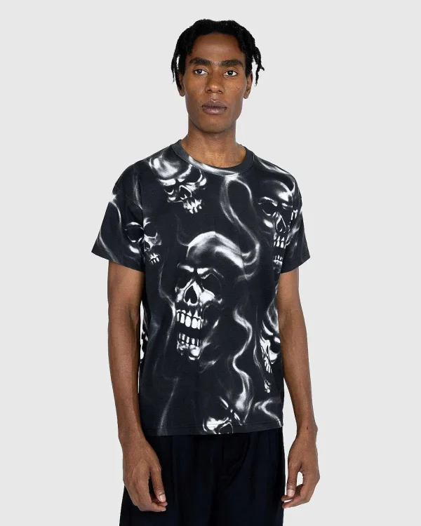 T-Shirts>Stockholm Surfboard Club Alko Airbrush Skull T-Shirt Sort