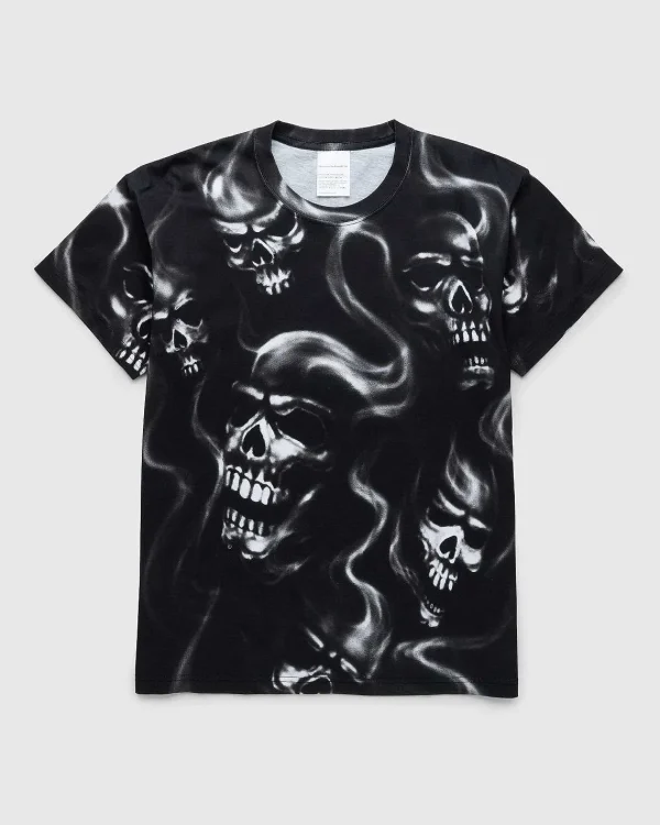 T-Shirts>Stockholm Surfboard Club Alko Airbrush Skull T-Shirt Sort