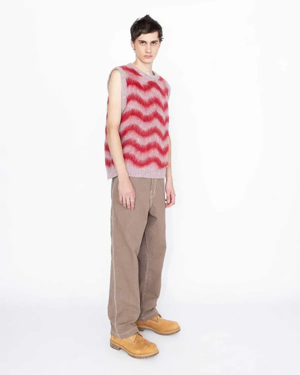 Strik>Highsnobiety HS05 Alpaca Fuzzy Wave Sweater Vest Pale Rose/Red