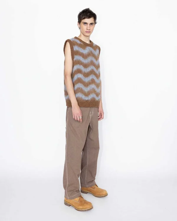 Strik>Highsnobiety HS05 Alpaca Fuzzy Wave Sweater Vest Lysebla/Brun