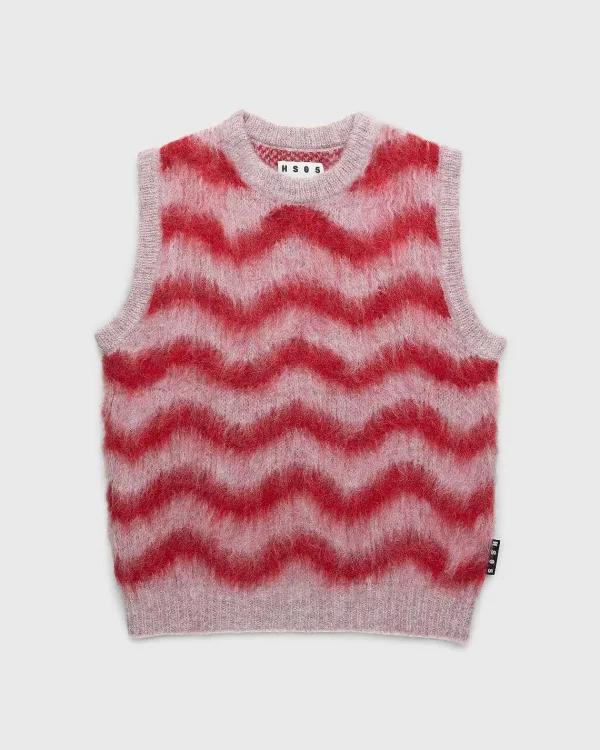 Strik>Highsnobiety HS05 Alpaca Fuzzy Wave Sweater Vest Pale Rose/Red