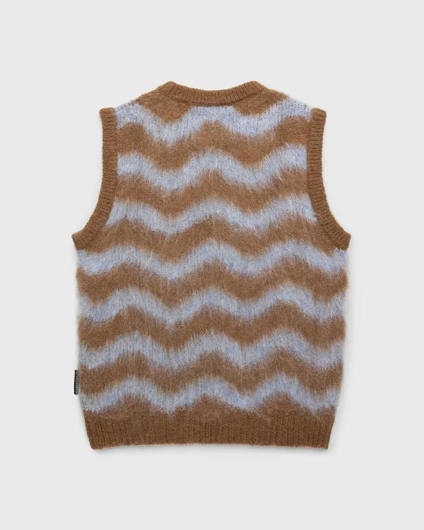 Strik>Highsnobiety HS05 Alpaca Fuzzy Wave Sweater Vest Lysebla/Brun