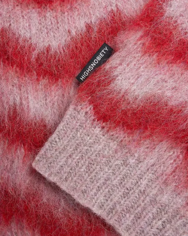 Strik>Highsnobiety HS05 Alpaca Fuzzy Wave Sweater Vest Pale Rose/Red