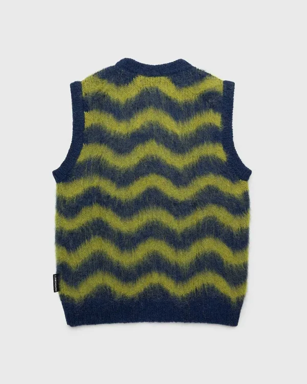 Strik>Highsnobiety HS05 Alpaca Fuzzy Wave Sweater Vest Navy/Olive Gron