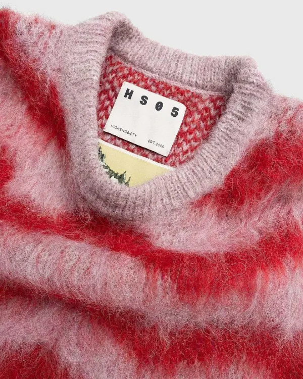 Strik>Highsnobiety HS05 Alpaca Fuzzy Wave Sweater Vest Pale Rose/Red