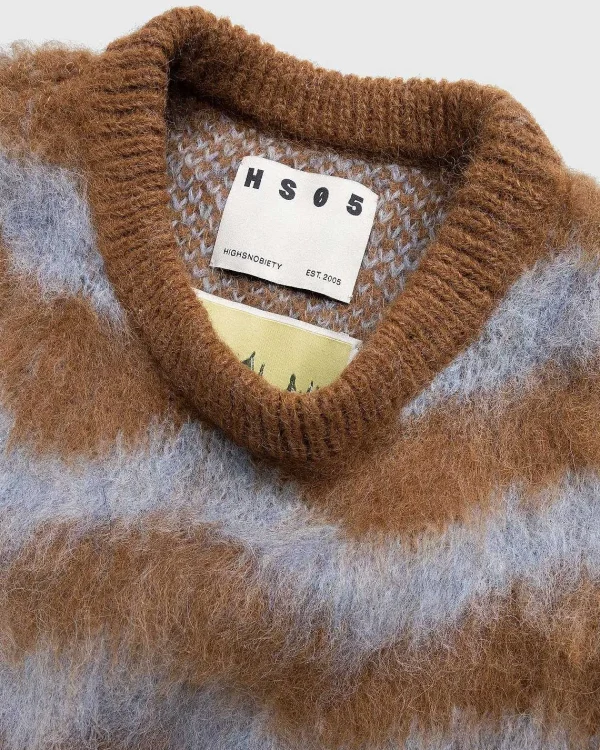 Strik>Highsnobiety HS05 Alpaca Fuzzy Wave Sweater Vest Lysebla/Brun