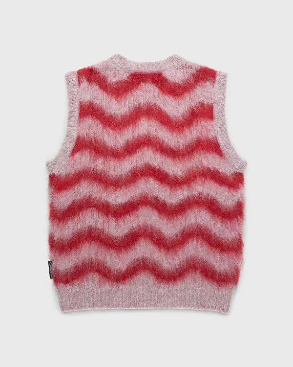 Strik>Highsnobiety HS05 Alpaca Fuzzy Wave Sweater Vest Pale Rose/Red