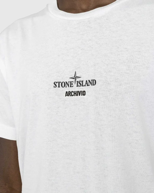 T-Shirts>Stone Island Archivio Lino Watro T-Shirt Hvid