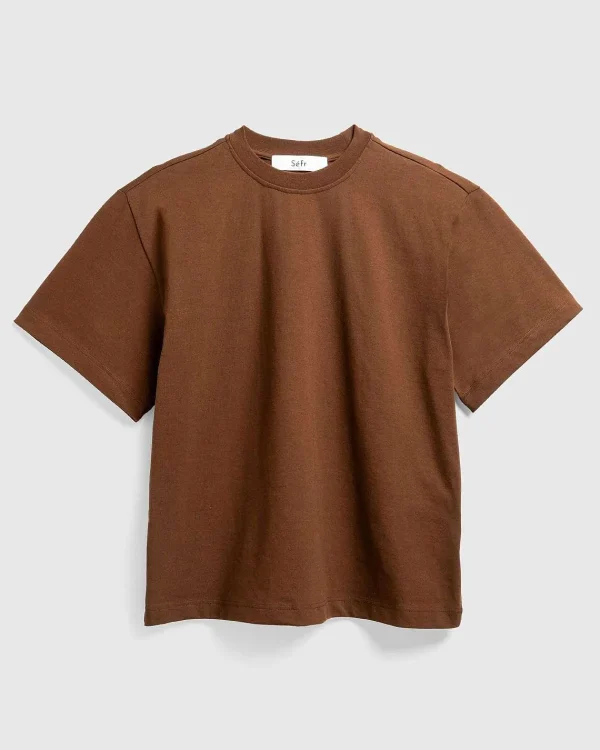 T-Shirts>Séfr Atelier Tee Heavy Brown Bomuld