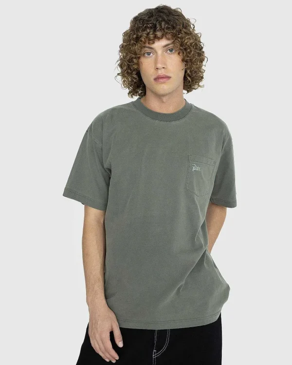 T-Shirts>Patta Basic Vaskede Lomme T-Shirt Beetle