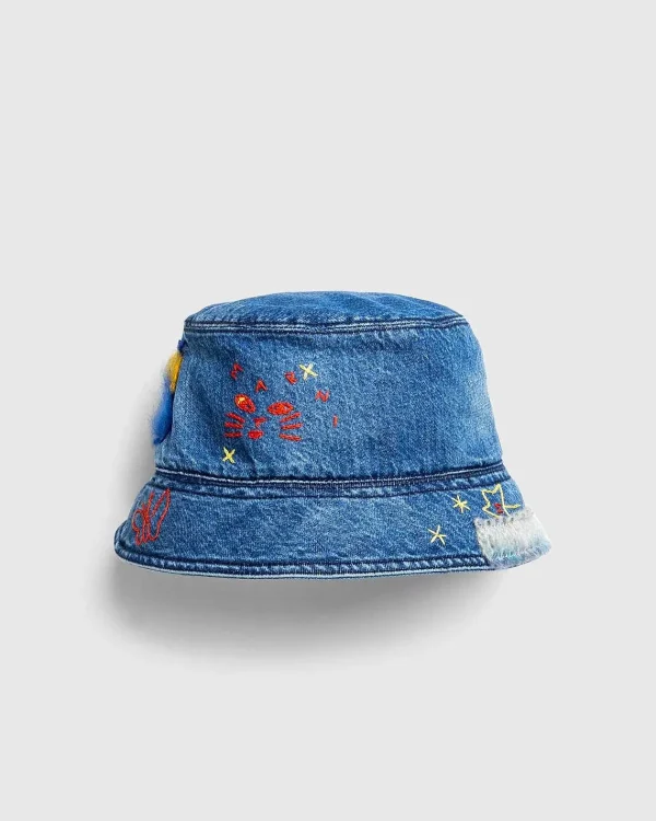 Hatte>Marni Bio Denim Bucket Hat Iris Blue