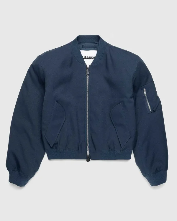 Overtøj>Jil Sander Blouson Marine Med Lynlas