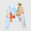 T-Shirts>Jean Paul Gaultier Body Flower-Print Mesh Top Bla