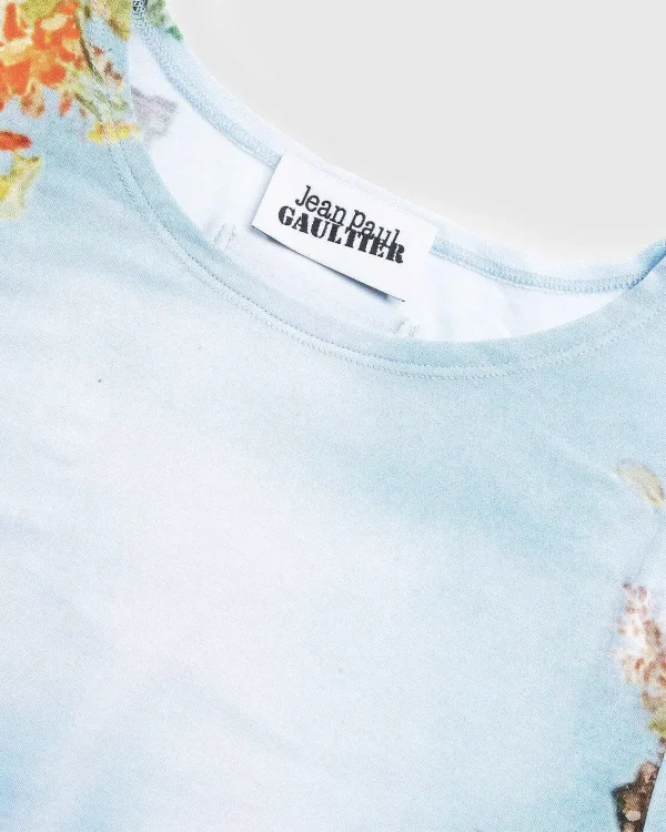 T-Shirts>Jean Paul Gaultier Body Flower-Print Mesh Top Bla