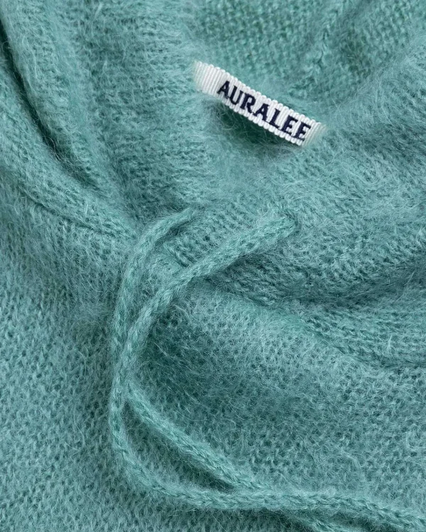 Sveder>Auralee Borstet Mohair Strik Haettetroje Jade Gron