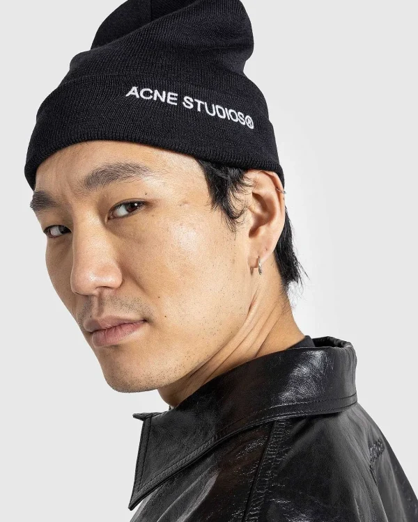 Vinter Tilbehør>Acne Studios Broderet Logo Beanie Sort