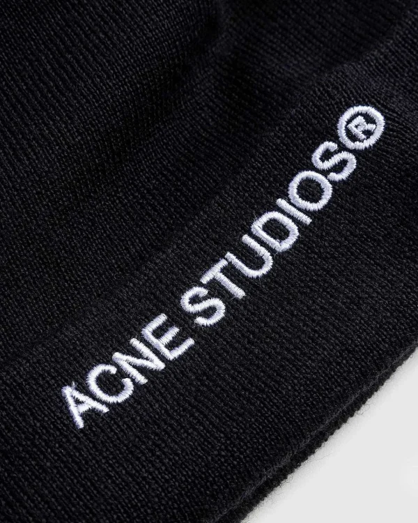 Vinter Tilbehør>Acne Studios Broderet Logo Beanie Sort