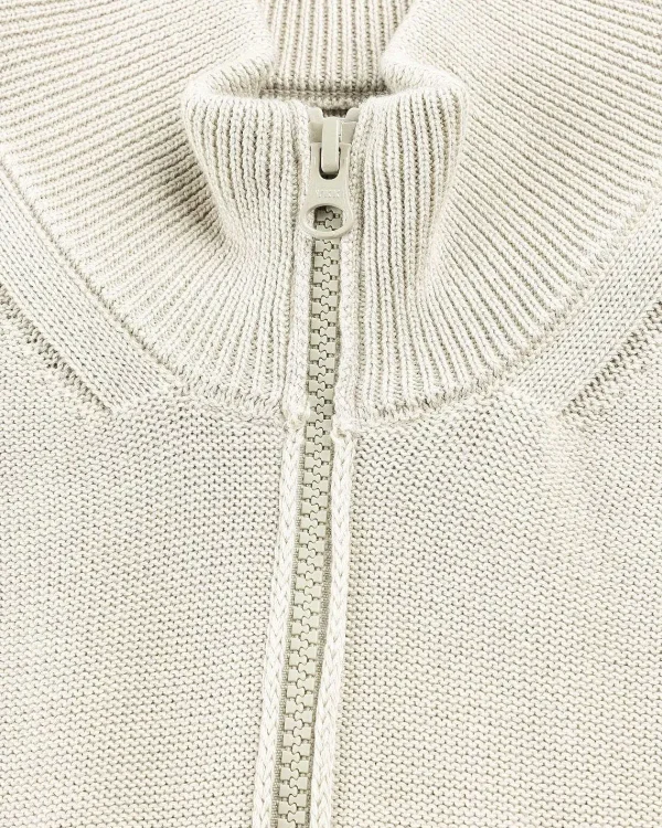 Strik>Stone Island Cardigan Med Halv Lynlas I Beige