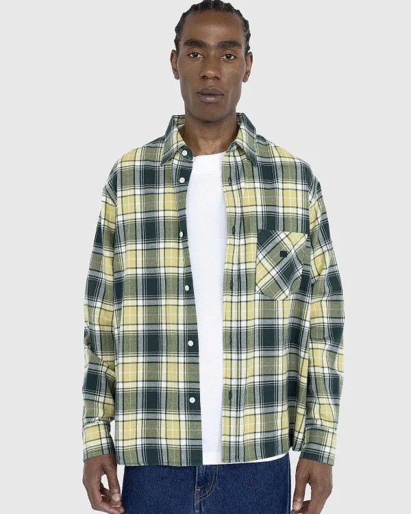 Skjorter>Acne Studios Check Button-Up Skjorte Skovgron/Lysegron