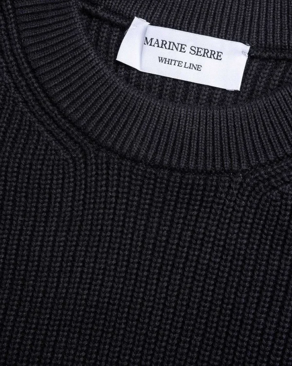 Strik>Marine Serre Core Knit Crewneck Pullover Sort