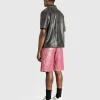 Shorts>Guess USA Crackle Leather Short Distressed Damson Multi