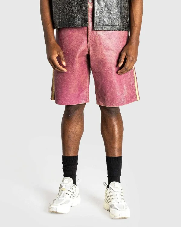 Shorts>Guess USA Crackle Leather Short Distressed Damson Multi