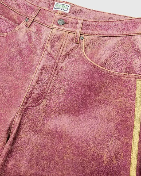 Shorts>Guess USA Crackle Leather Short Distressed Damson Multi