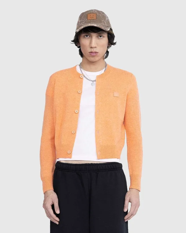 Strik>Acne Studios Crewneck Cardigan Mandarin Orange Melange