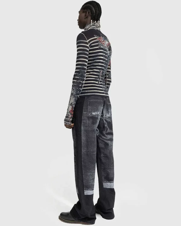 Bukser>Jean Paul Gaultier Denim Trompe L'Oeil Jeans Sort/Gra