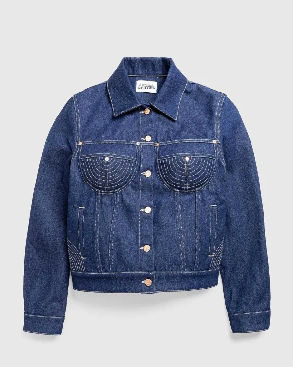 Overtøj>Jean Paul Gaultier Denimjakke Med Kontrastsyninger Madonna Inspireret Indigo/Tabac