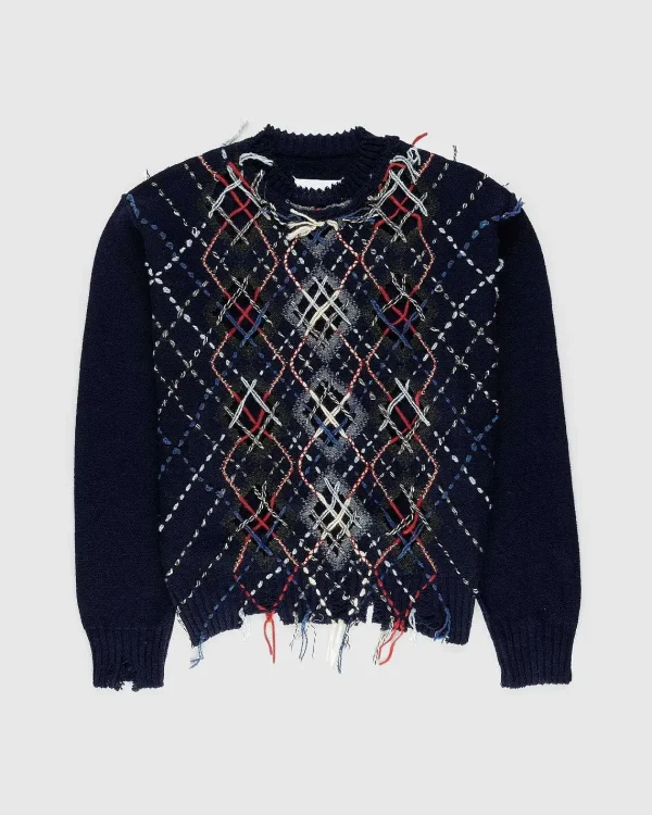 Strik>Maison Margiela Distressed Wool Crewneck Sweater Multi