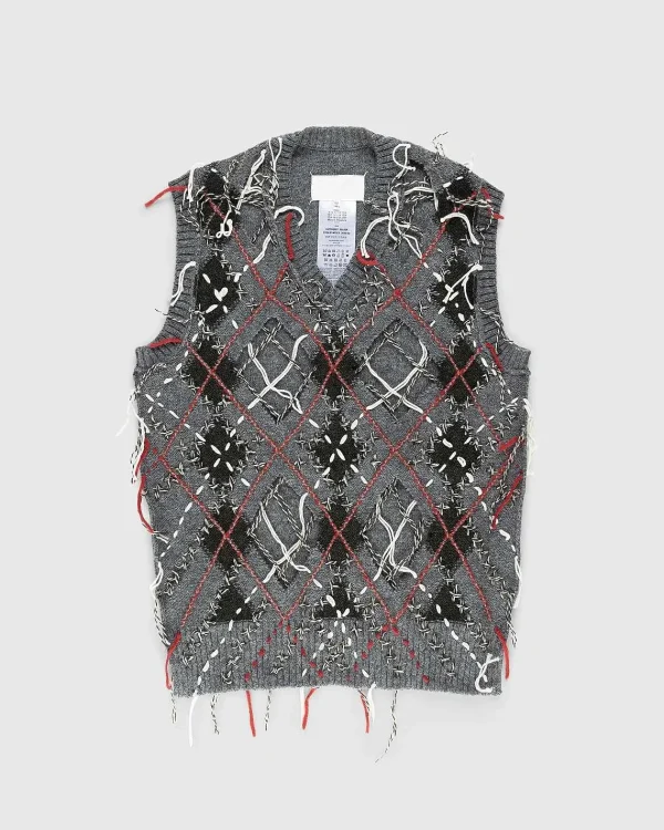 Strik>Maison Margiela Distressed Wool Sweater Vest Multi