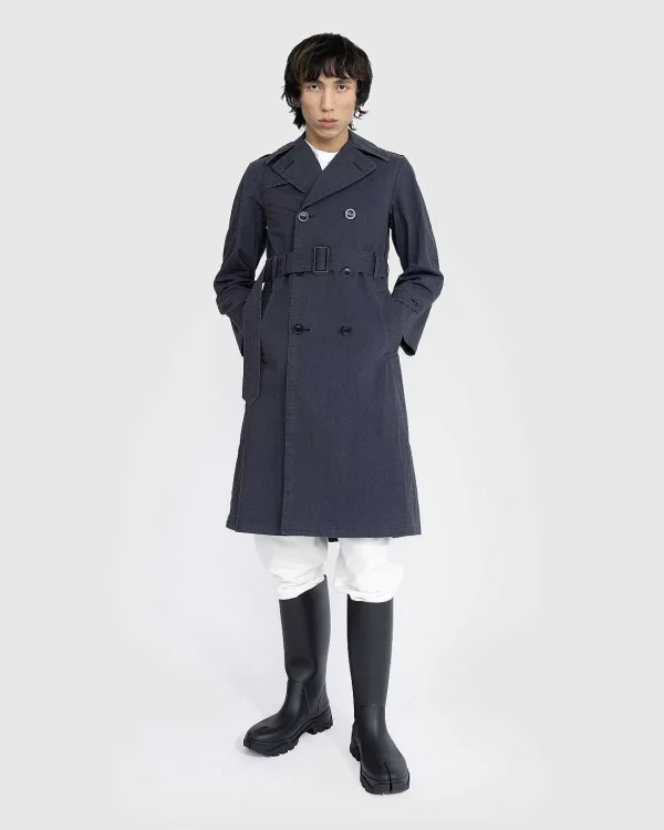 Overtøj>Maison Margiela Dobbeltradet Trenchcoat Sort/Vasket