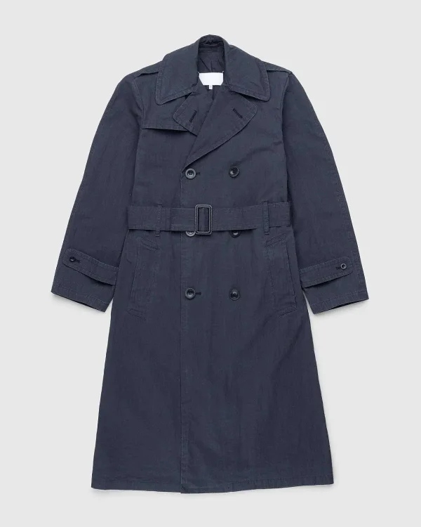 Overtøj>Maison Margiela Dobbeltradet Trenchcoat Sort/Vasket