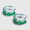 Smykker>Hatton Labs Emerald Cut Eternity Hoop Oreringe Solv/Smaragd