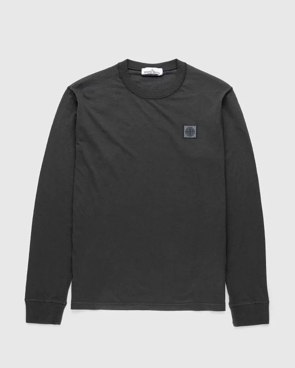 T-Shirts>Stone Island Fissato Langaermet T-Shirt Charcoal