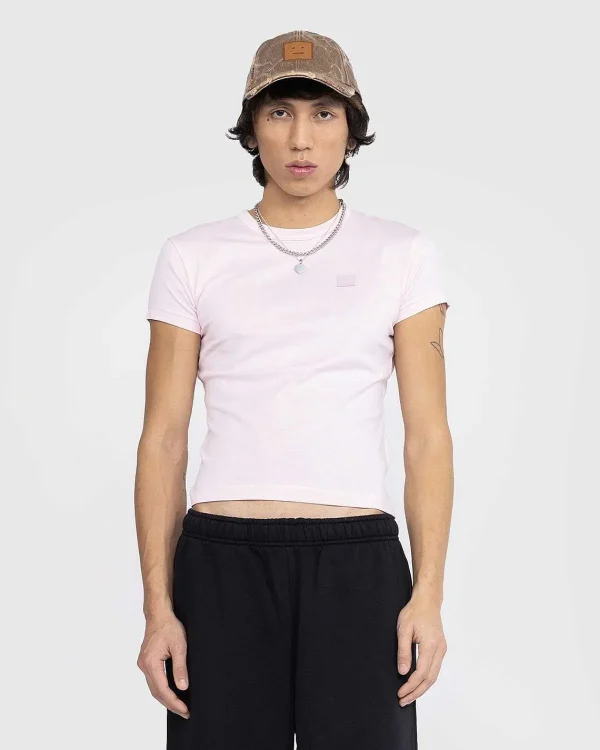 T-Shirts>Acne Studios Fitted Crewneck T-Shirt Lys Pink