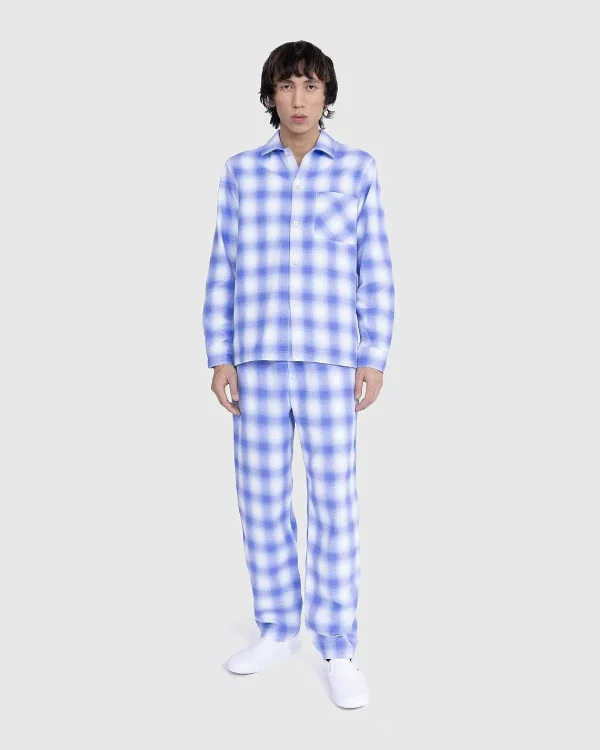 Undertøj>Tekla Flanell Pyjamasbukser Lysebla Plaid