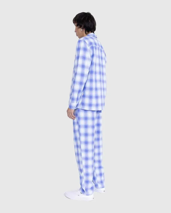 Undertøj>Tekla Flanell Pyjamasskjorte Lysebla Plaid