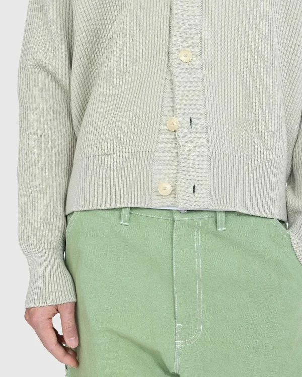 Strik>Auralee Fransk Merino Rib Strik Cardigan Light Khaki