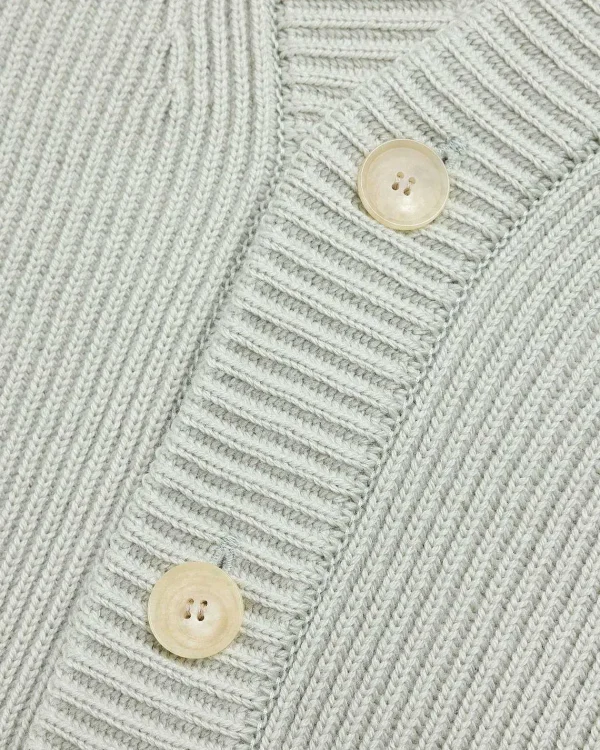 Strik>Auralee Fransk Merino Rib Strik Cardigan Light Khaki