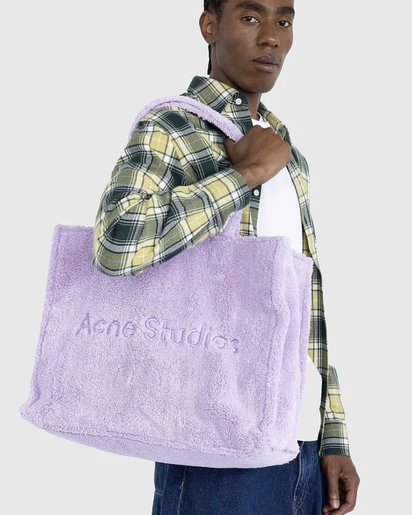 Tasker>Acne Studios Furry Logo Skulder Tote Bag Lilac Purple