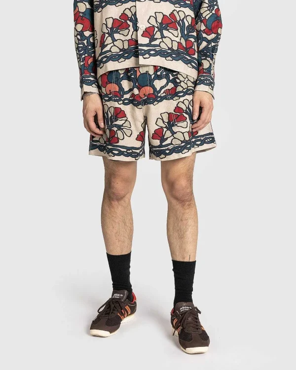 Shorts>Bode Garden Lattice Shorts Ecru/Multi