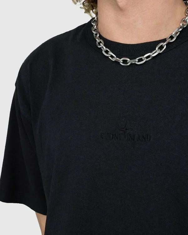 T-Shirts>Stone Island Garment-Dyed Logo T-Shirt Sort