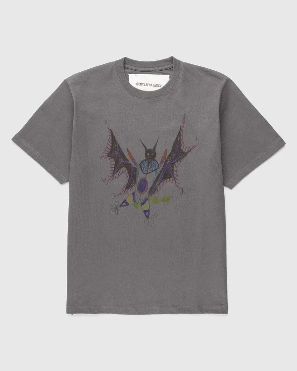 T-Shirts>Gentle Fullness Genbrugt Bomuld Bat Tee Sort