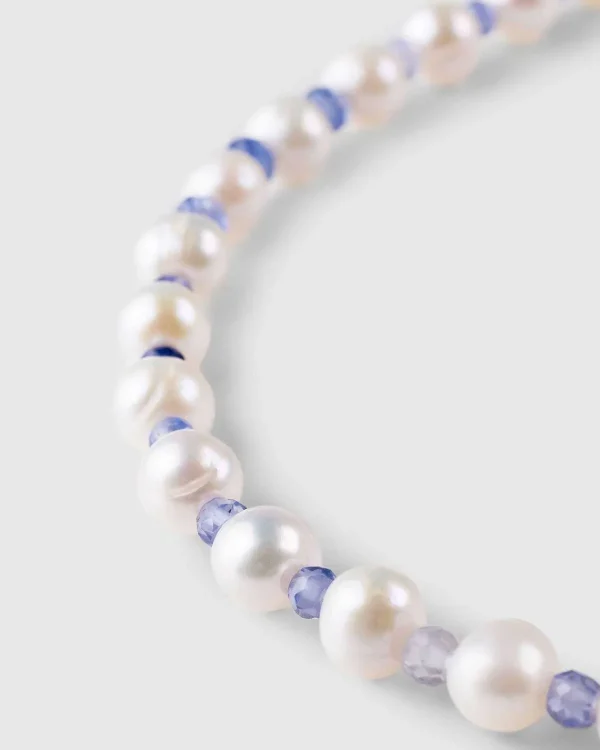 Smykker>Hatton Labs Gradient Crystal Pearl Chain Solv/Hvid