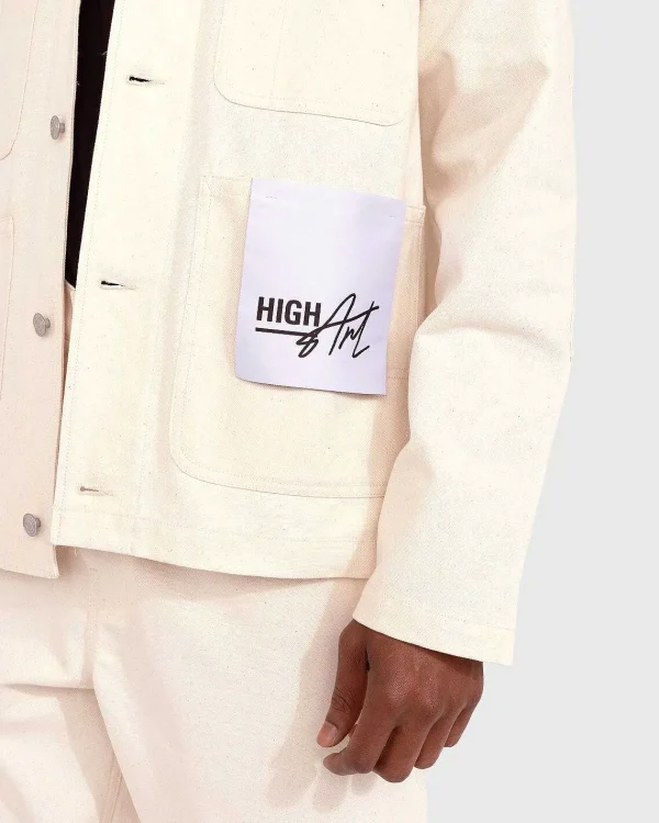 Overtøj>Highsnobiety Highart Mixed Panel Canvas Malerjakke Off-White