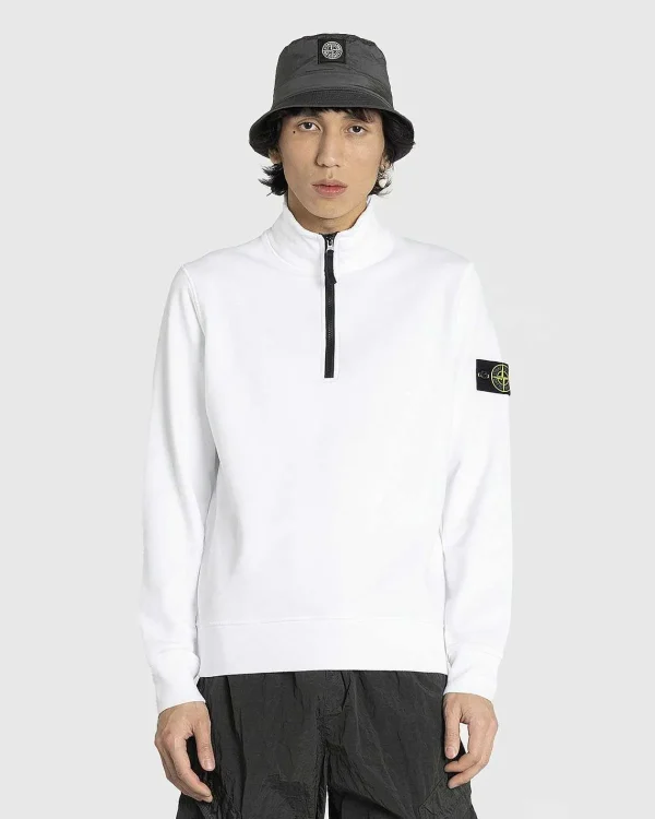 Sveder>Stone Island Hvid Sweatshirt Med Halv Lynlas