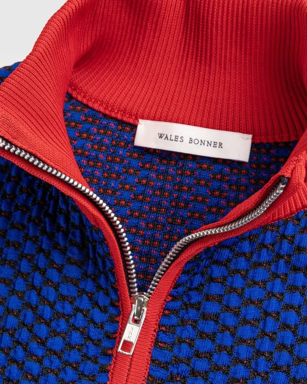 Strik>Wales Bonner Jacquard Full-Zip Top Navy/Rod/Gul