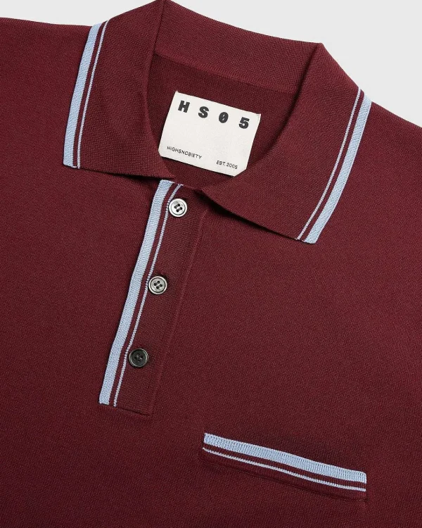 T-Shirts>Highsnobiety HS05 Langaermet Strik Polo Bordeaux